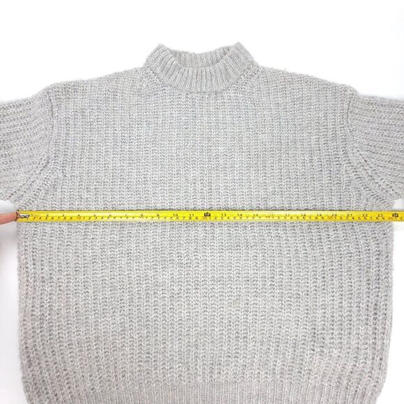 ZARA Alpaca Wool Chunky Rib Knit Oversized Crewneck Pullover Sweater Gray Small - Picture 3 of 8